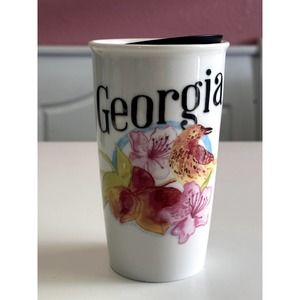 Starbucks Georgia travel mug flowers bird